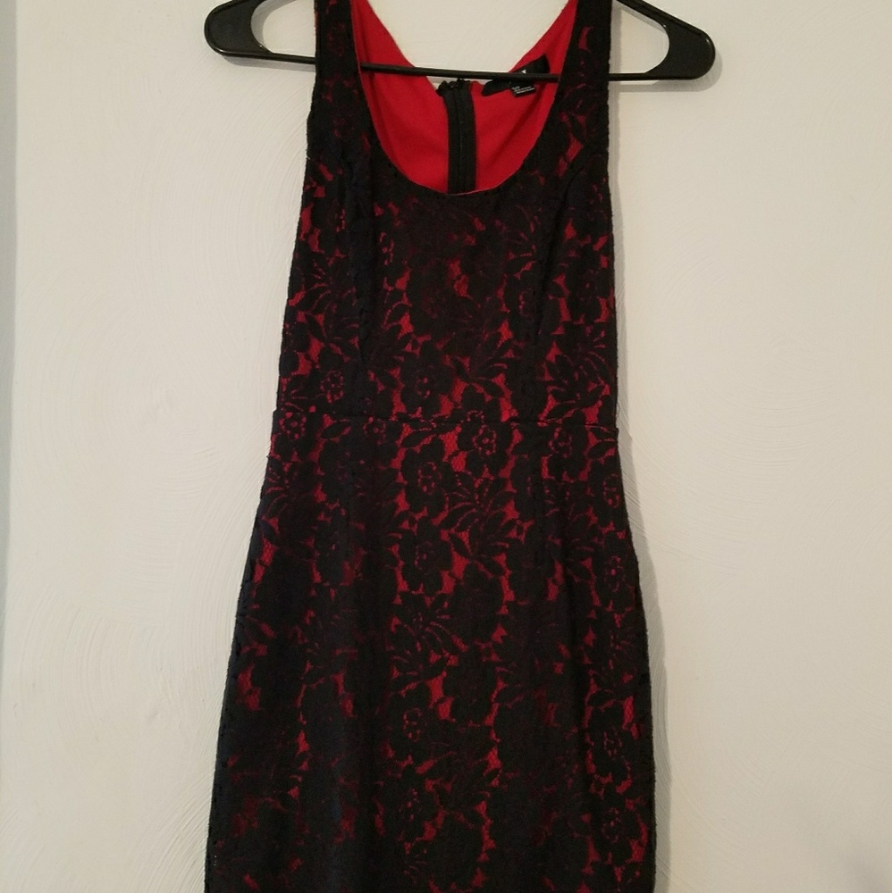 Sexy red and black lace dress